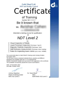 תעודה NDT בדיקת ריתוכים אבישי